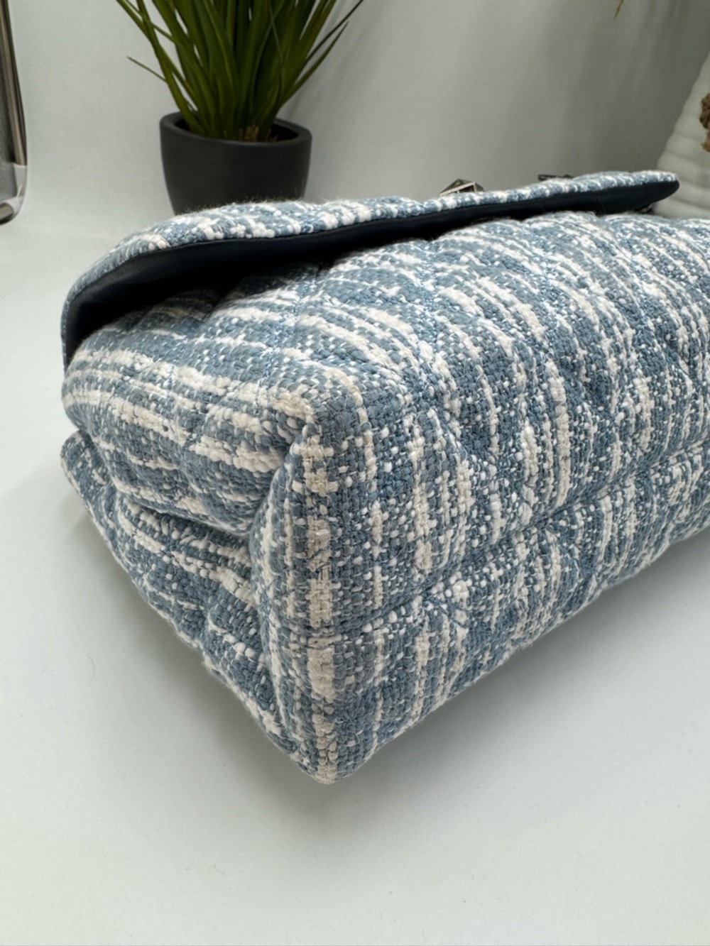 Kate Spade Natalia Quilted Denim Tweed Medium Flap Shoulder Bag - Blue Multi - Picture 5 of 9